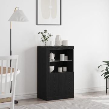 Bufet cu lumini LED Stejar Negru 60,5x37x100 cm - Img 1