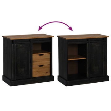 Bufetă HALDEN cu uşă glisantă neagră 80x40x80 cm lemn masiv - Img 6