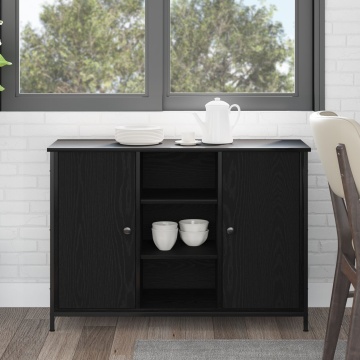 Buffet Stejar Negru 100x35x70 cm Lemn prelucrat și Oțel - Img 1