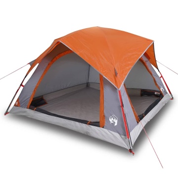 Cabină cort de camping 4 persoane gri și portocaliu impermeabil - Img 2
