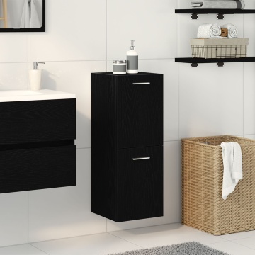 Cabinet de baie Negru Stejar 30x30x80 cm Lemn Laminat - Img 1