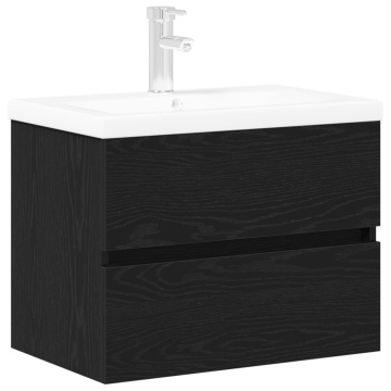 Cabinet de Chiuvetă cu Lavă Integrată Stejar Negru Lemn Prelucrat, Cabinet de Chiuvetă Stejar Negru 60x38,5x45 cm Lemn Prelucrat - Img 2
