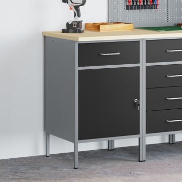 Cabinet de lucru Negru 50x55x84 cm Oțel - Img 3