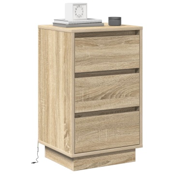 Cabinet noapte cu LED Stejar Sonoma 39x34,5x65 cm Lemn prelucrat - Img 3