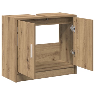 Cabinet pentru chiuvetă stejar artizanal 63x29x55 cm lemn prelucrat - Img 4