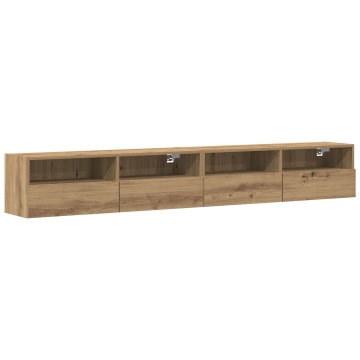 Cabluri TV 2 bucăți Stejar Artisan 100x30x30 cm Lemn prelucrat - Img 2