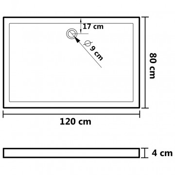 Cădiță de duș dreptunghiulară din ABS, alb, 80x120 cm - Img 6