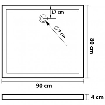 Cădiță de duș dreptunghiulară din ABS, negru, 80x90 cm - Img 6