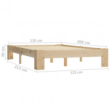 Cadru de pat, 120 x 200 cm, lemn masiv de pin - Img 5