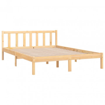 Cadru de pat, 140x190 cm, lemn de pin masiv - Img 3