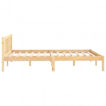 Cadru de pat, 140x190 cm, lemn de pin masiv - Img 8