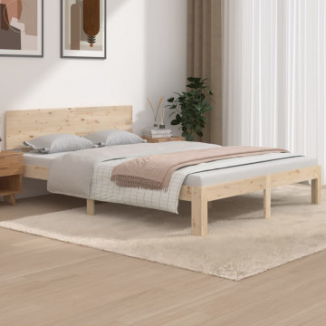 Cadru de pat, 140x190 cm, lemn masiv de pin - Img 1