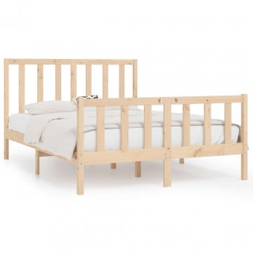 Cadru de pat, 140x190 cm, lemn masiv - Img 2