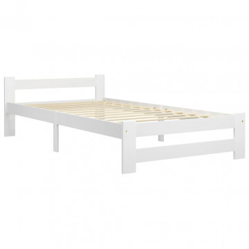Cadru de pat, alb, 100 x 200 cm, lemn masiv de pin - Img 2