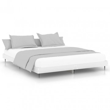 Cadru de pat, alb, 120x200 cm, lemn prelucrat - Img 2