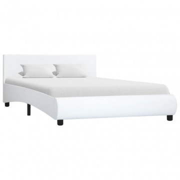 Cadru de pat, alb, 140 x 200 cm, piele ecologică - Img 1