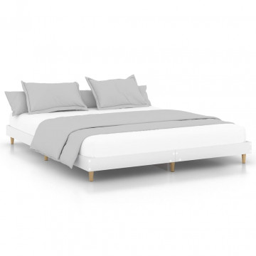 Cadru de pat, alb, 140x200 cm, lemn prelucrat - Img 2