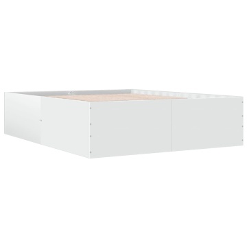 Cadru de pat, alb, 150x200 cm, lemn prelucrat - Img 5