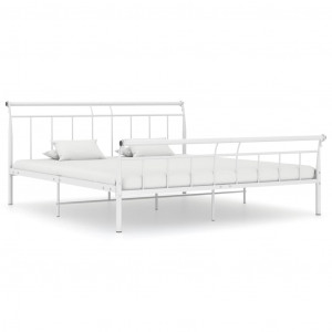 Cadru de pat, alb, 160x200 cm, metal - Img 1