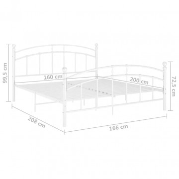 Cadru de pat, alb, 160x200 cm, metal - Img 6