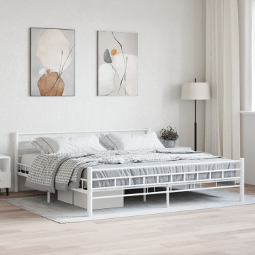 Cadru de pat, alb, 180 x 200 cm, metal - Img 1