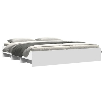 Cadru de pat alb 180x200 cm din lemn prelucrat - Img 3