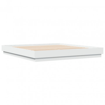 Cadru de pat alb 180x200 cm din lemn prelucrat - Img 2