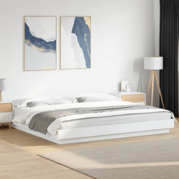 Cadru de pat alb 180x200 cm din lemn prelucrat - Img 3