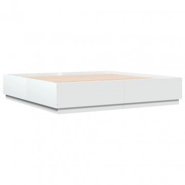 Cadru de pat alb 180x200 cm din lemn prelucrat - Img 2