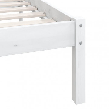 Cadru de pat, alb, 200x200 cm, lemn masiv de pin - Img 7