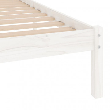 Cadru de pat, alb, 90x200 cm, lemn masiv de pin - Img 5