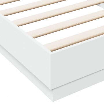 Cadru de pat, alb, 90x200 cm, lemn prelucrat - Img 6