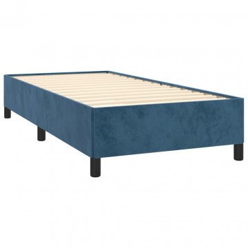 Cadru de pat, albastru închis, 90x200 cm, catifea - Img 4
