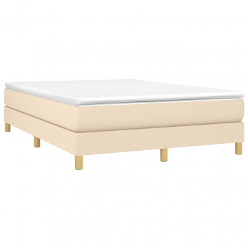 Cadru de pat box spring, crem, 140x200 cm, textil - Img 3