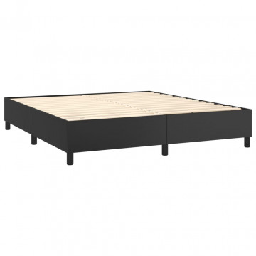 Cadru de pat box spring, negru, 160x200 cm, piele ecologică - Img 4