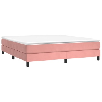 Cadru de pat box spring, roz, 160x200 cm, catifea - Img 3