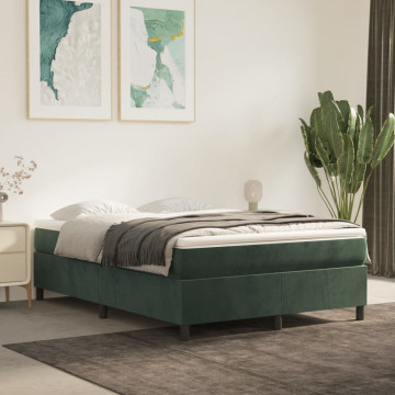 Cadru de pat box spring, verde închis, 140x190 cm, catifea - Img 1