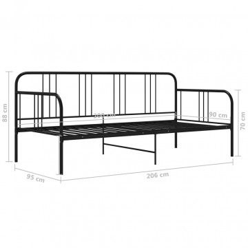 Cadru de pat canapea, negru, 90 x 200 cm, metal - Img 7