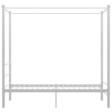 Cadru de pat cu baldachin, alb, 90x200 cm, metal - Img 3