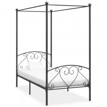 Cadru de pat cu baldachin, gri, 120 x 200 cm, metal - Img 1