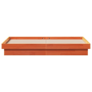 Cadru de pat cu LED, maro ceruit, 150x200 cm, lemn masiv de pin - Img 6