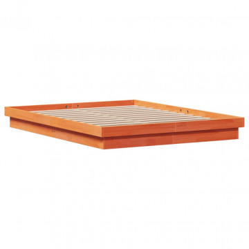 Cadru de pat cu LED, maro ceruit, 160x200 cm, lemn masiv de pin - Img 3