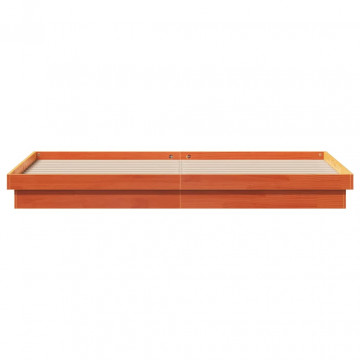Cadru de pat cu LED, maro ceruit, 200x200 cm, lemn masiv de pin - Img 6