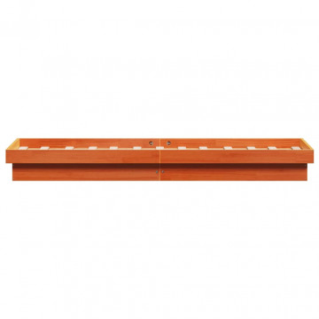 Cadru de pat cu LED, maro ceruit, 90x200 cm, lemn masiv de pin - Img 7