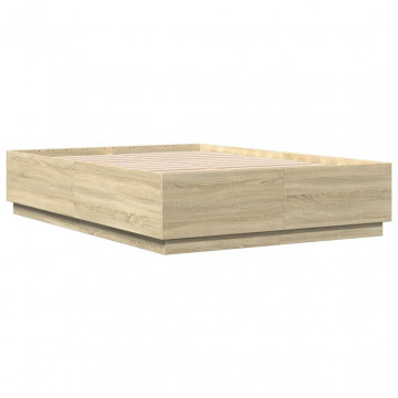 Cadru de pat cu LED stejar sonoma 160x200 cm lemn prelucrat - Img 6