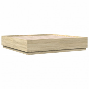 Cadru de pat cu LED stejar sonoma 180x200 cm lemn prelucrat - Img 3