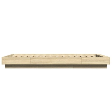 Cadru de pat cu LED, stejar sonoma, 90x200 cm, lemn prelucrat - Img 5