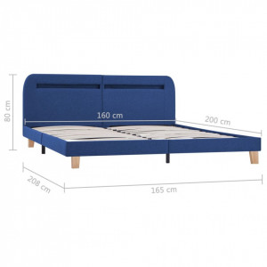 Cadru de pat cu LED-uri, albastru, 160x200 cm, material textil - Img 7