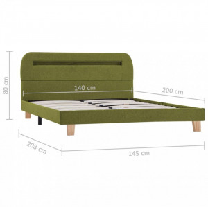 Cadru de pat cu LED-uri, verde, 140 x 200 cm, material textil - Img 7
