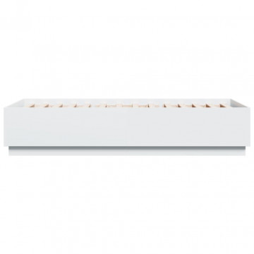 Cadru de pat cu lumini LED, alb, 100x200 cm, lemn prelucrat - Img 6